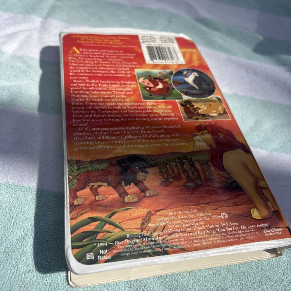 Disney the Lion King II Simba's Pride 1998 VHS Clamshell Edition - Picture 4 of 4
